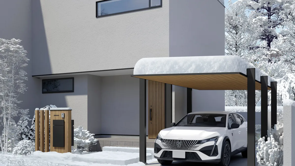 カーポートSC3000 1台用の施工例(雪景色)