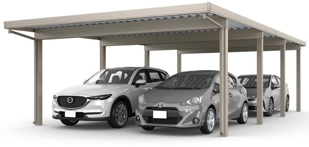 カーポートST 3000タイプ 4台用 縦連棟（2+2台）