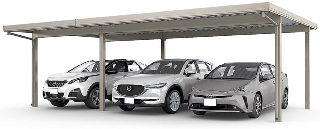 カーポートSW 1500タイプ 3台用 横連棟（1+2台）
