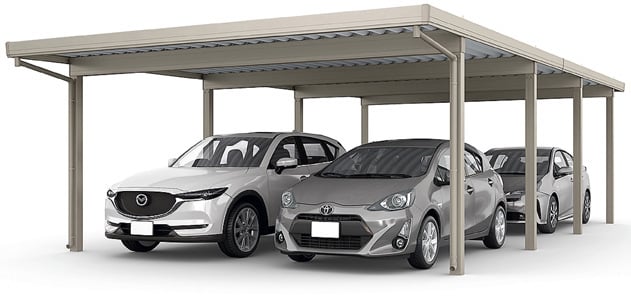 カーポートSW 1500タイプ 4台用 縦連棟（2+2台）
