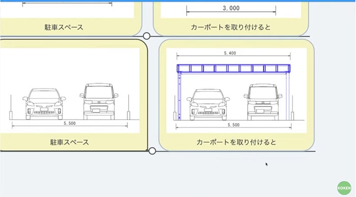 駐車スペース5.5mの図面