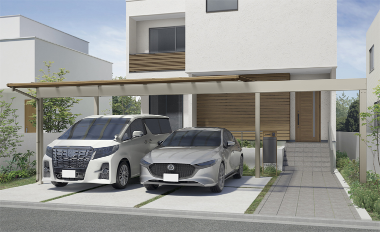 カーポート2台分のサイズと設置スペース