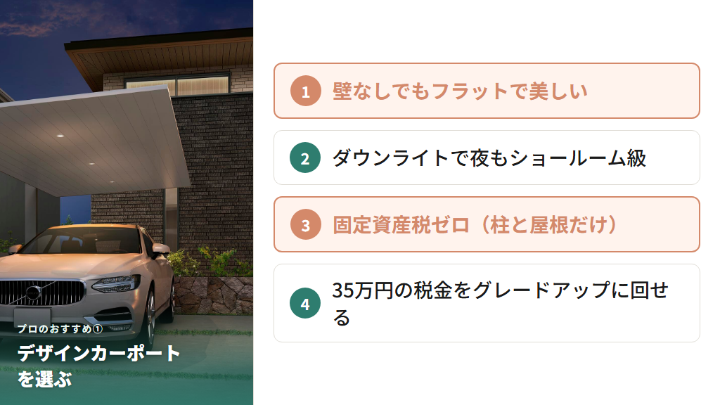 壁なしでもかっこいいデザインカーポート