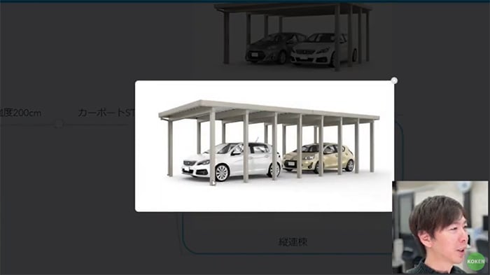 カーポートST 6000 2台用 縦連棟